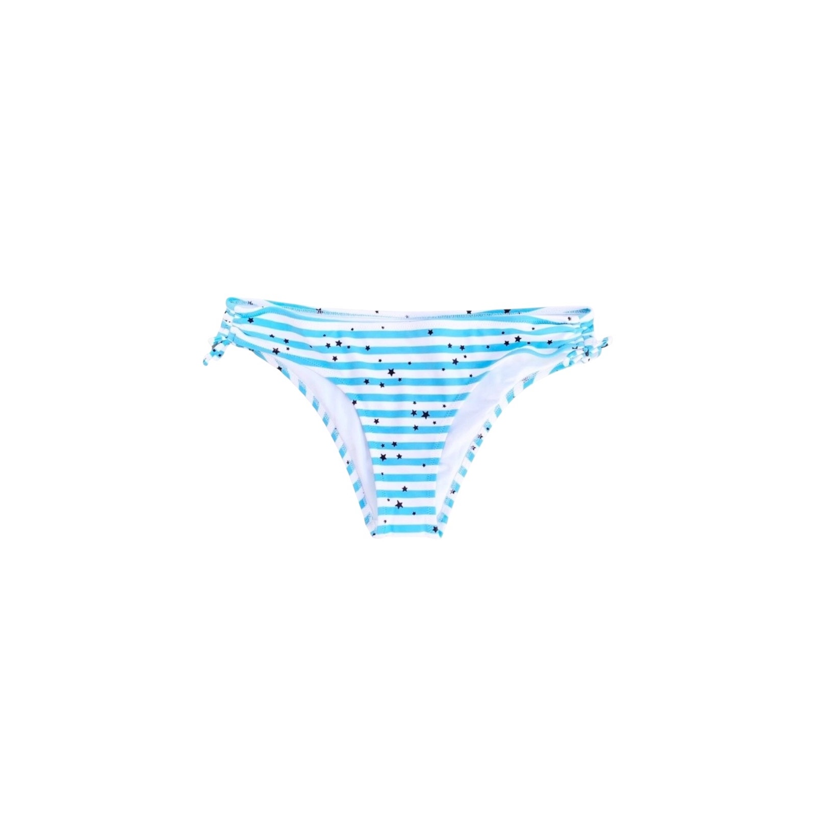 Aerie Cheeky Bikini Bottom Star Print Striped Tie Detail Blue White Nwot Size Xl